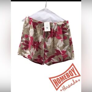 Zara Floral Print Shorts - Red and Tan